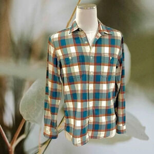 Wallace & Barnes Mens Slim Fit Classic Plaid Green Plaid Button Up Shirt Size M